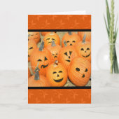 Funny Faces Pompoen Patch Halloween Kaart (Voorkant)