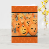 Funny Faces Pompoen Patch Halloween Kaart (Gele Bloem)