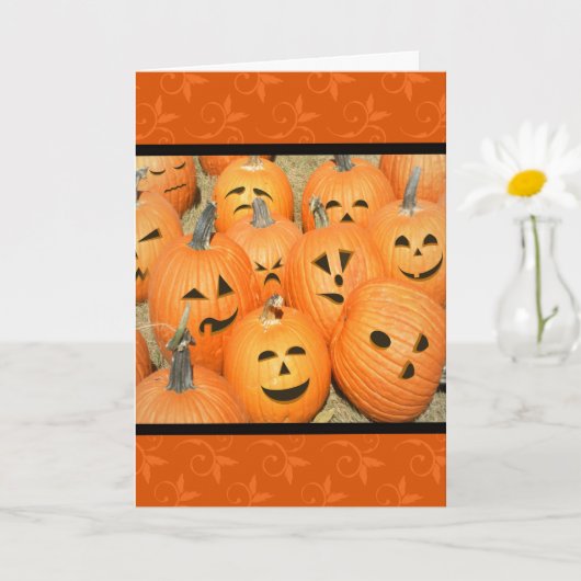 Funny Faces Pompoen Patch Halloween Kaart (Kleine Plant)