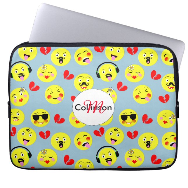 Funny Facing Emotional Cute Laptop Sleeve (Voorkant)