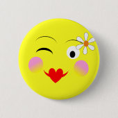 Funny Facing Emotional Cute Ronde Button 5,7 Cm (Voorkant)