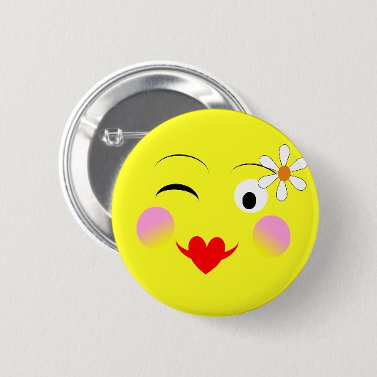Funny Facing Emotional Cute Ronde Button 5,7 Cm (Voorkant /achterkant)