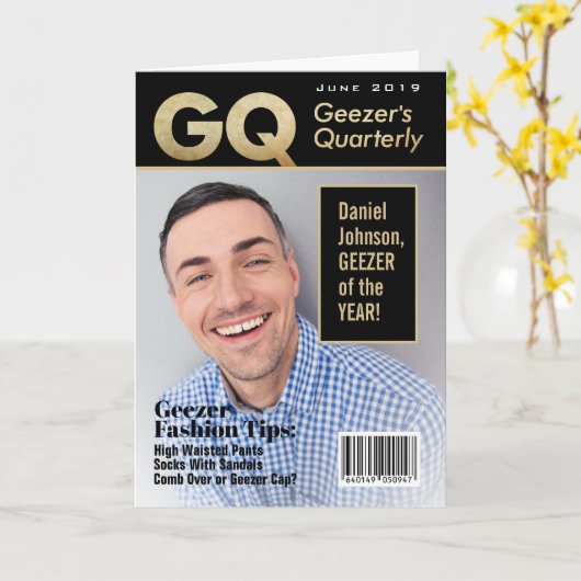 Funny Fake Geezers Magazine Hoesje Foto Kaart (Gele Bloem)