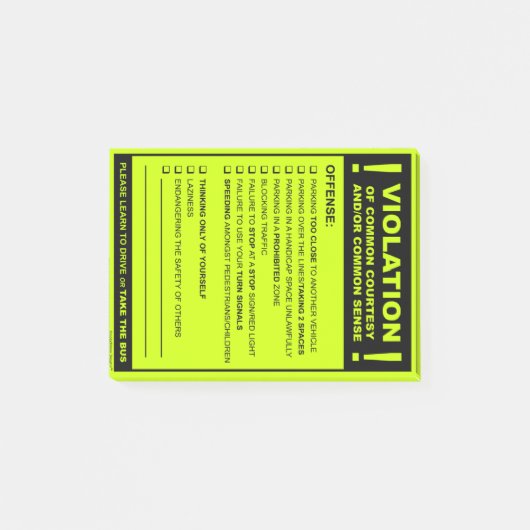Funny Fake Parking Ticket Driving Citation Post-it® Notes (Voorkant)