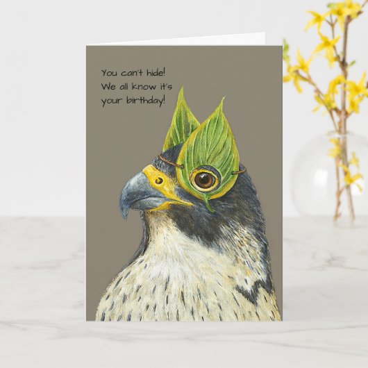 Funny falcon-verjaardagskaart kaart (Gele Bloem)