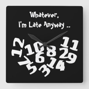 Funny Fallen Numbers ik ben te laat. Vierkante Klok