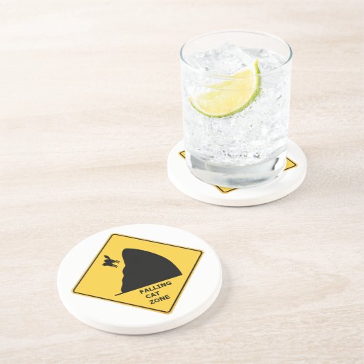 Funny Falling Cat Zone Sign Onderzetter (Zijkant)