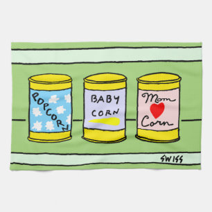 Funny Family Cartoon New Parents Kitchen Towel Theedoek