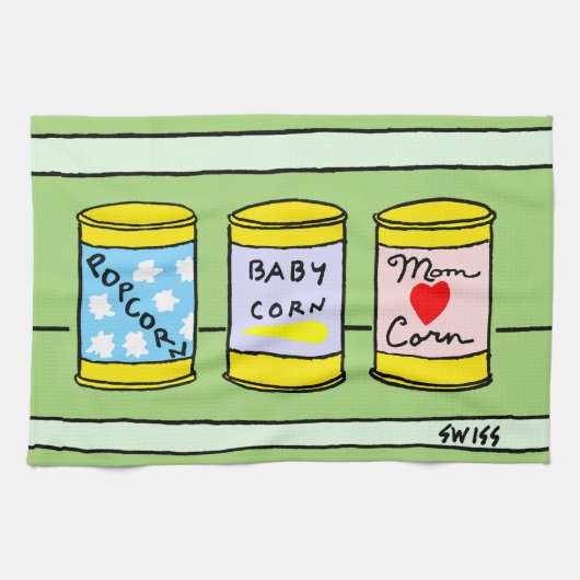 Funny Family Cartoon New Parents Kitchen Towel Theedoek (Horizontaal)