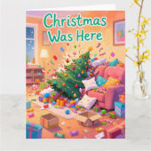 Funny Family Christmas Card Christmas Was Here Kaart (Gele Bloem)