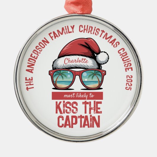 Funny Family Christmas Cruise Metalen Ornament (Voorkant)