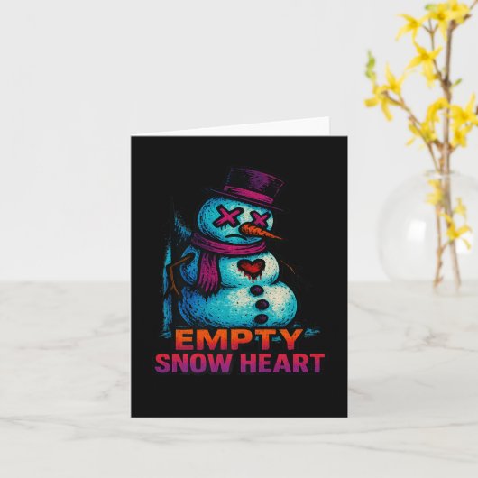 Funny Family Christmas Empty Snow Heart Snowman Pr Kaart (Gele Bloem)
