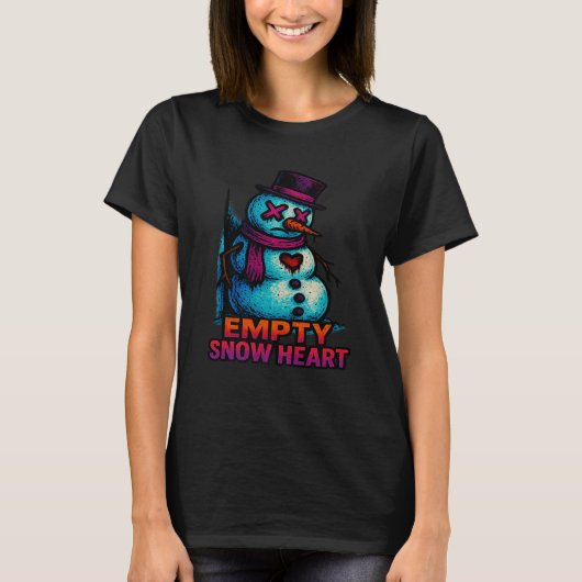 Funny Family Christmas Empty Snow Heart Snowman Pr T-shirt (Voorkant)