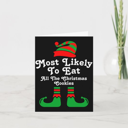 Funny Family Christmas Most Likely To Elf Kaart (Voorkant)