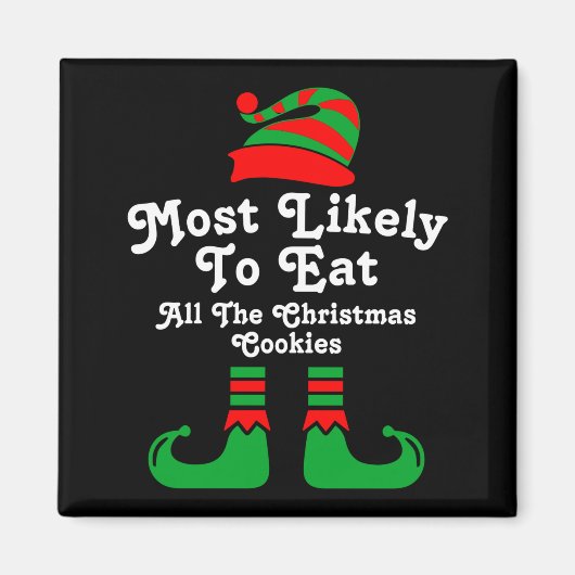 Funny Family Christmas Most Likely To Elf  Magneet (Voorkant)