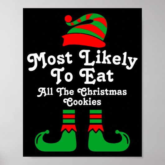 Funny Family Christmas Most Likely To Elf Poster (Voorkant)