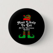 Funny Family Christmas Most Likely To Elf  Ronde Button 5,7 Cm (Voorkant)