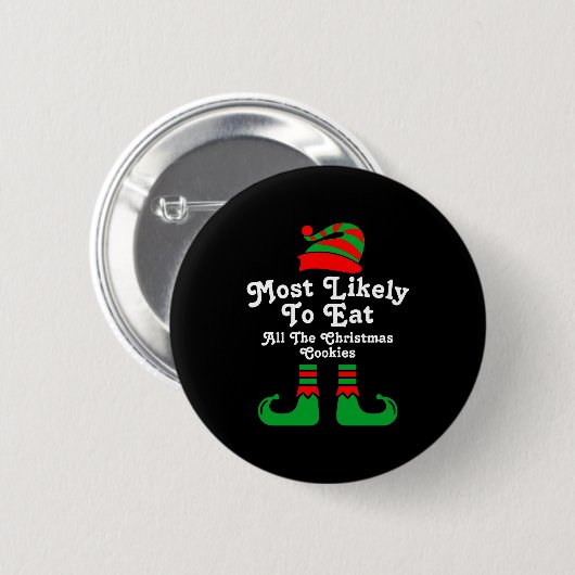 Funny Family Christmas Most Likely To Elf  Ronde Button 5,7 Cm (Voorkant /achterkant)