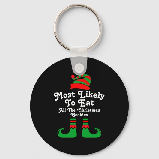 Funny Family Christmas Most Likely To Elf Sleutelhanger (Voorkant)