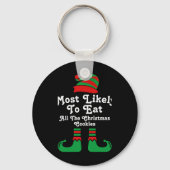 Funny Family Christmas Most Likely To Elf T Shirt Sleutelhanger (Voorkant)