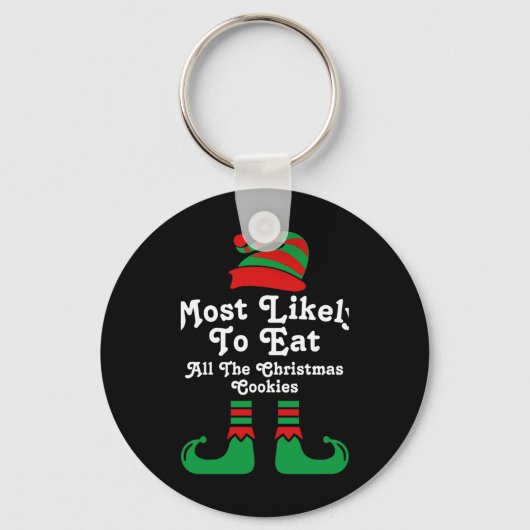 Funny Family Christmas Most Likely To Elf T Shirt Sleutelhanger (Voorkant)