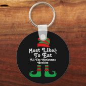Funny Family Christmas Most Likely To Elf T Shirt Sleutelhanger (Voorkant)