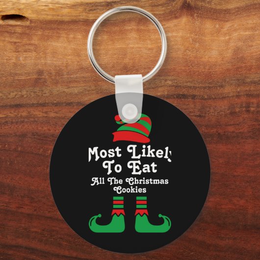 Funny Family Christmas Most Likely To Elf T Shirt Sleutelhanger (Voorkant)