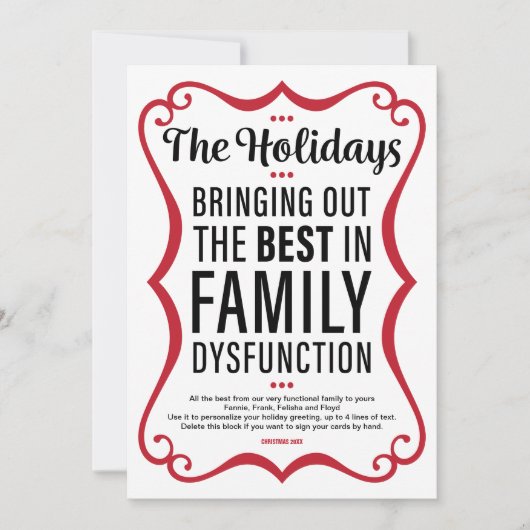 Funny Family Dysfunction Holiday Card met foto's Bedankkaart (Voorkant)