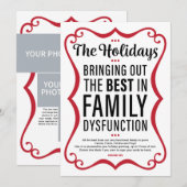 Funny Family Dysfunction Holiday Card met foto's Bedankkaart (Voorkant / Achterkant)
