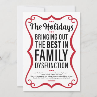 Funny Family Dysfunction Holiday Card met foto's Bedankkaart
