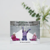 Funny Family Foto laat kerstfeest Hilarious Briefkaart (Staand voorkant)