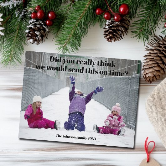 Funny Family Foto laat kerstfeest Hilarious Briefkaart