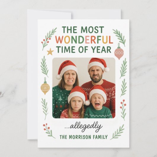 Funny Family Fun Customizable Christmas Card Feestdagenkaart (Voorkant)