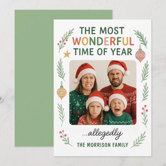 Funny Family Fun Customizable Christmas Card Feestdagenkaart (Voorkant / Achterkant)