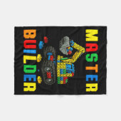 Funny Family Master Builder Building Bricks Blocks Fleece Deken (Voorkant (Horizontaal))