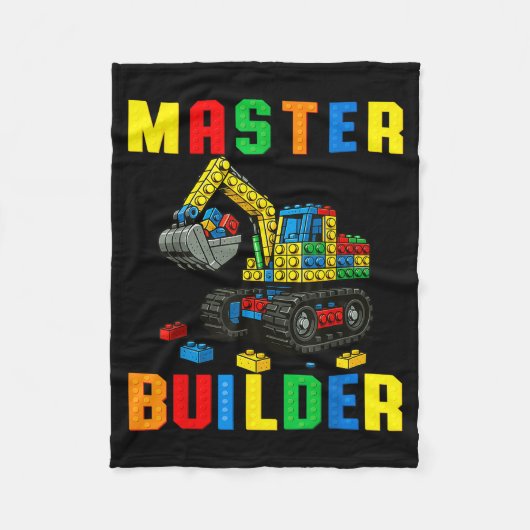 Funny Family Master Builder Building Bricks Blocks Fleece Deken (Voorkant)