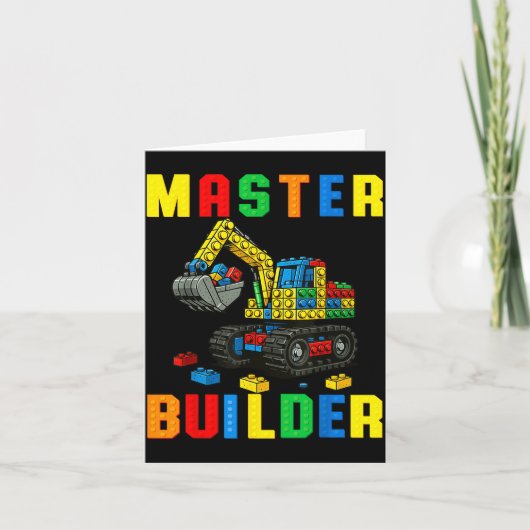 Funny Family Master Builder Building Bricks Blocks Kaart (Voorkant)