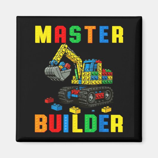 Funny Family Master Builder Building Bricks Blocks Magneet (Voorkant)