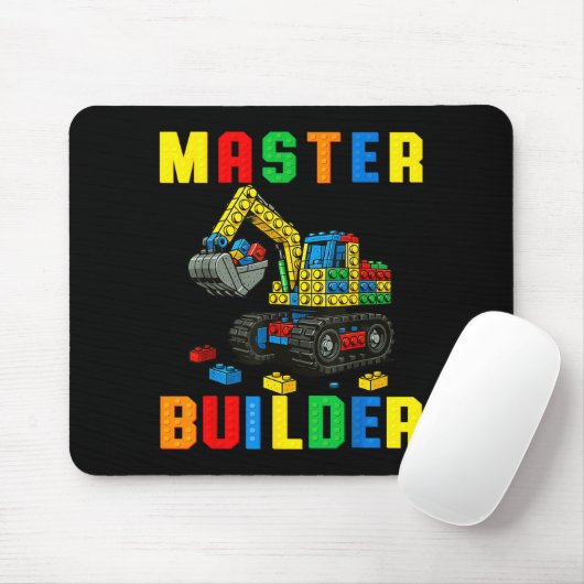 Funny Family Master Builder Building Bricks Blocks Muismat (Met muis)
