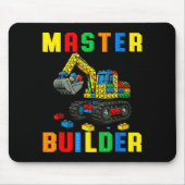 Funny Family Master Builder Building Bricks Blocks Muismat (Voorkant)