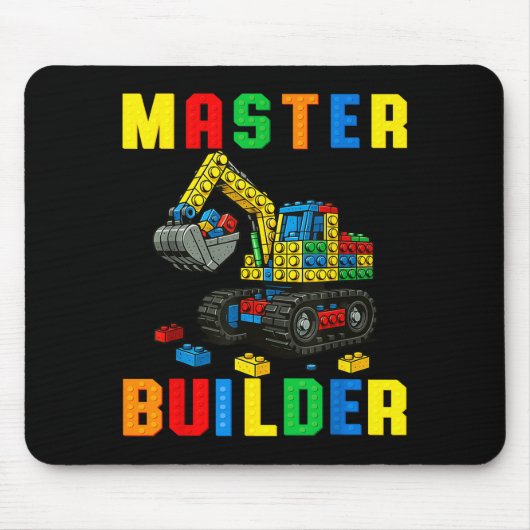 Funny Family Master Builder Building Bricks Blocks Muismat (Voorkant)