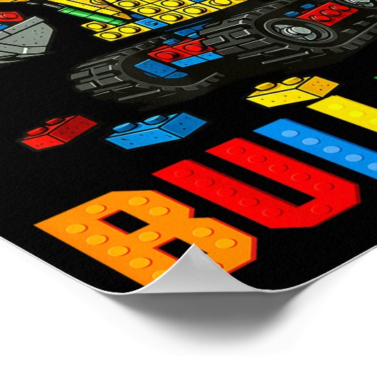 Funny Family Master Builder Building Bricks Blocks Poster (Hoek)