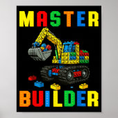 Funny Family Master Builder Building Bricks Blocks Poster (Voorkant)