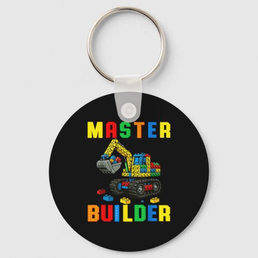 Funny Family Master Builder Building Bricks Blocks Sleutelhanger (Voorkant)