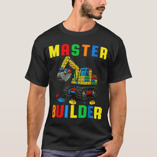 Funny Family Master Builder Building Bricks Blocks T-shirt (Voorkant)
