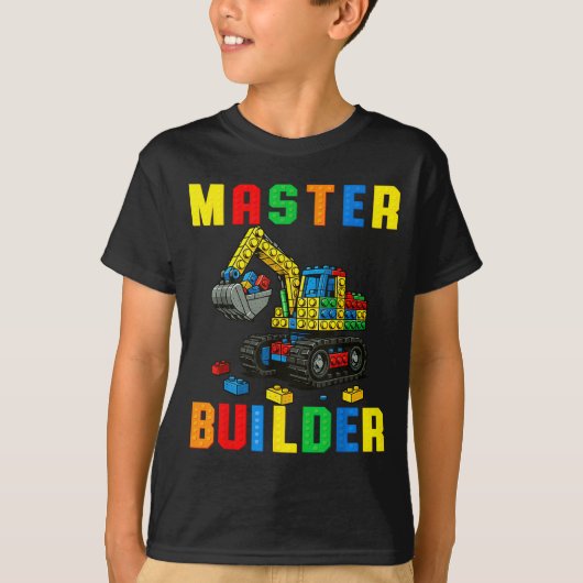 Funny Family Master Builder Building Bricks Blocks T-shirt (Voorkant)