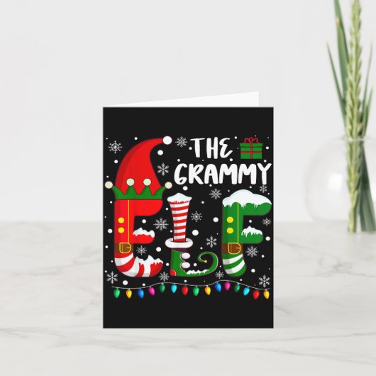 Funny Family Matching Pajamas Grammy Elf Christmas Kaart (Voorkant)