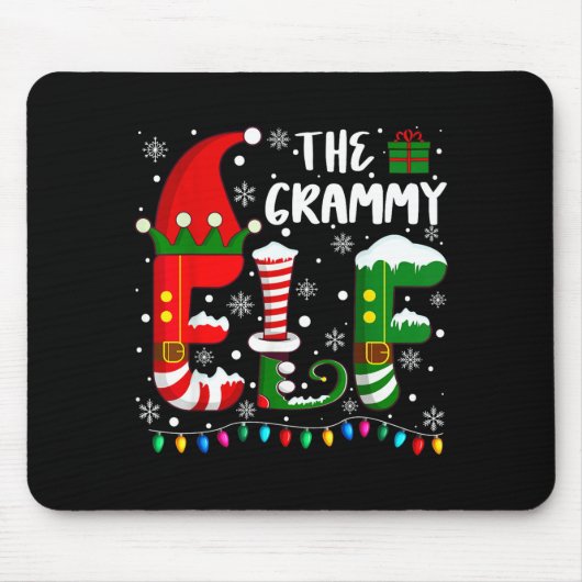 Funny Family Matching Pajamas Grammy Elf Christmas Muismat (Voorkant)