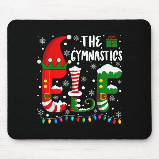 Funny Family Matching Pajamas Gymnastics Elf Chris Muismat (Voorkant)
