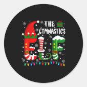 Funny Family Matching Pajamas Gymnastics Elf Chris Ronde Sticker (Voorkant)